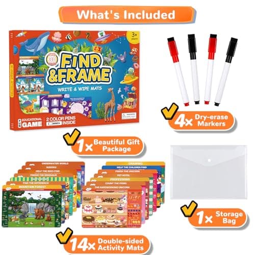 Search and Find Books for Kids 3-5, Reusable Preschool Learning Activities, Perfect Road Trip Essentials, Educational Toys, 28 PCS Busy Books for 3 4 5 6 Year Old Boys Girl Christmas Birthday Gifts - Thumbnail 5