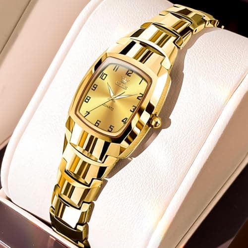OLEVS Gold Watches for Women Luxury Vintage Square Small Women's Watches Waterproof Stainless Steel Dainty Ladies Watch Fashion Dress Simple Analog Quartz Rectangular Wrist Watch Reloj para Mujer - Thumbnail 6
