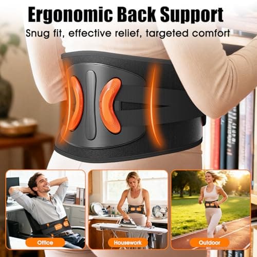 Fittyfun Cordless Heating Pad for Back Pain Relief - Portable Heated Belt with Vibration, Battery Operated Electric Back Massager for Lower Back, FSA Eligible HSA Approved Birthday Gifts for Men Women - Thumbnail 6