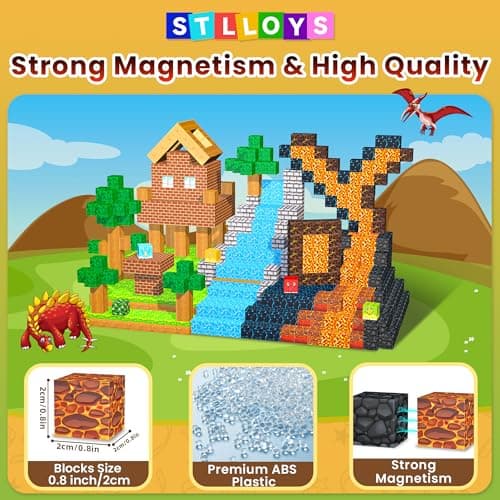 150PCS Magnetic Blocks: Magnetic Building Block Cubes for Kids Boys Girl Ages 3 4 5 6 7 8, STEM Magnet Block Dinosaur Toys for Kids, Constructions Sensory Stacking Toys Christmas Birthday Gift - Thumbnail 5