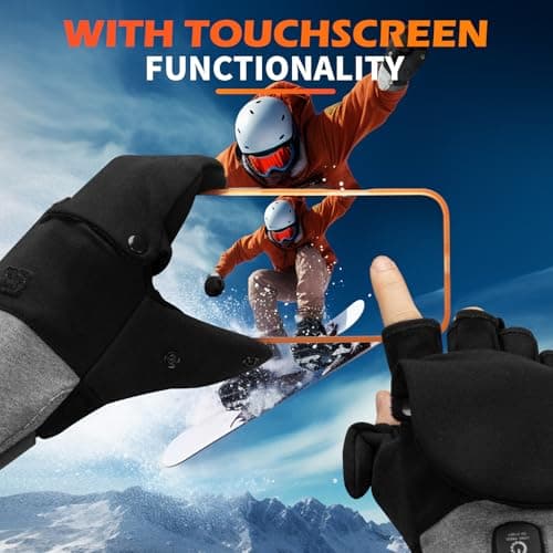 Heated Gloves for Men Women, Rechargeable Detachable Full & Half Hands Heated Glove Fingerless Electric Heating Gloves Hand Warmer for Work, Hunting, Skiing, Outdoor Work (Black-Gray, L) - Thumbnail 4