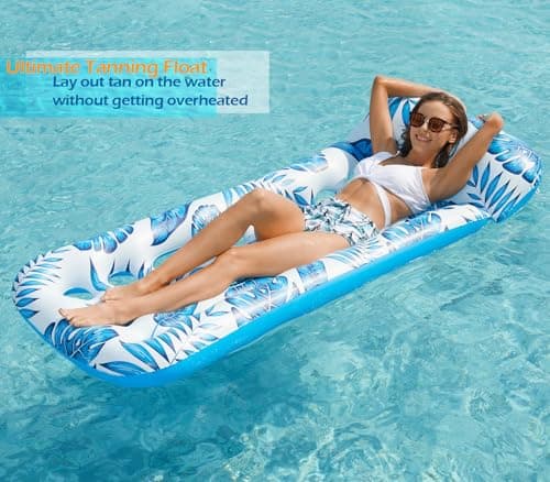 Jasonwell Inflatable Pool Float Lounge - 2 Pack Floaties Rafts for Adults Floating Lounger Sun Tanning Floats Cool Water Floaty Swimming Lake Beach Party Toys - Thumbnail 6