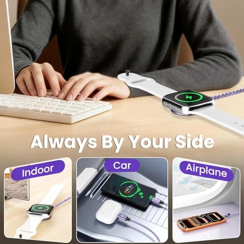 4in2 Multi Charging Cable for iWatch Charger/iPhone Charger/CarPlay Cable, Beach Travel Vacation Essentials, (2Pack 5FT) 3 X USB C/iWatch Charger Cords for iWatch 11-1/iPhone 17-15, Android Car - Thumbnail 5