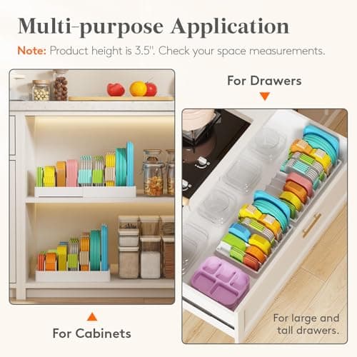 Lifewit Plastic Lid Organizers Inside Cabinet, Lid Holder with 6 Adjustable Dividers & 7 Compartments for Home Organization and Storage, Plate Organizer for Kitchen & Pantry, 13" x 10" - Thumbnail 4