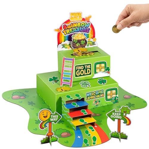 LEKSON St. Patrick’s Day Leprechaun Trap Kit with Coin Drop Slot, Interactive Leprechaun Trap Box for Kids, How to Catch a Leprechaun Craft, Tabletop Holiday Decoration - Image 1