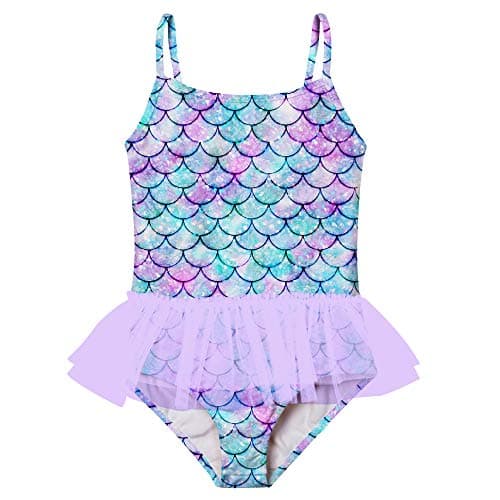 swimsobo Girls Bathing Suits Size 7 8 Years Blue Mermaid Swimsuits Blue Cute Tutu Swimwear - Image 1
