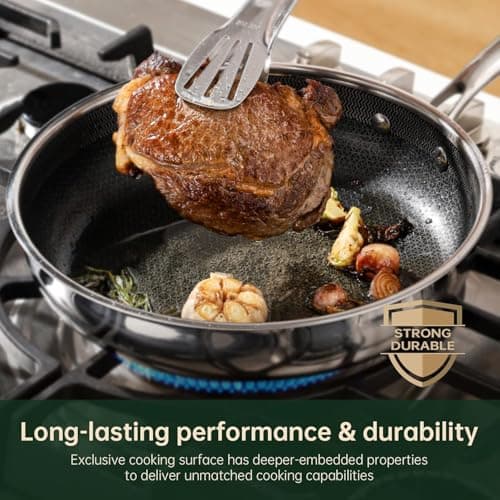housmat 10-Inch Nonstick Frying Pan, PFOA-Free Hybrid Skillet with Stay-Cool Handle & Oven Safe Dishwasher Safe, Compatible with All Stovetops Including Induction for Eggs, Pancakes, Steak - Thumbnail 3