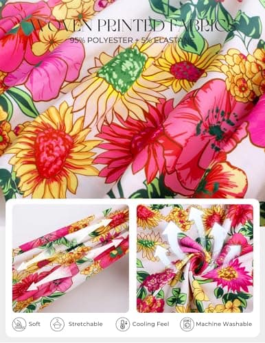 GRACE KARIN 2026 Women's Summer Maxi Dresses, Tie Front Floral Boho Dress, Spaghetti Strap Sundress with Pockets, Pink Yellow L - Thumbnail 6
