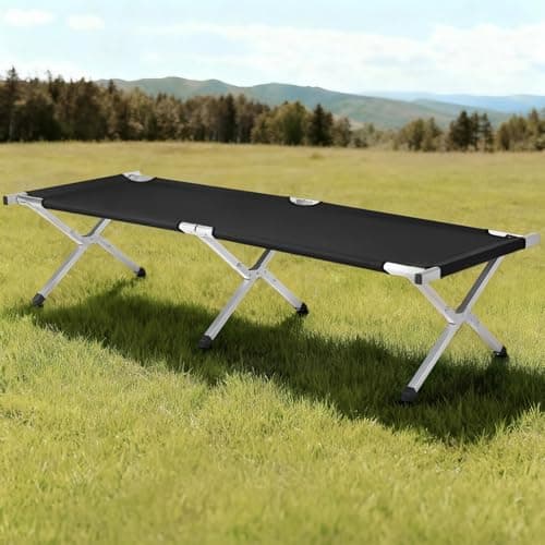 HOMSUPPLIE'S Folding Camping Cot,Outdoor Portable Camp Bed, Sleeping Cots with Carry Bag (Black) - Thumbnail 5