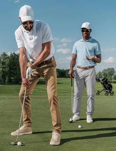 AOHIKE Golf Pants for Men Stretch - Breathable Quick Dry Work Dress Pants for Men Casual Office Trousers, Black - Thumbnail 2