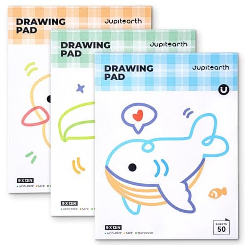 JUPITEARTH Sketch Pads, 3-Pack 50 Sheets 9x12 Inch Drawing Pad, Acid-Free Thickened Glue-Bound Sketchbook, Art Supplies, Drawing Paper for Coloring Painting for School - Image 1