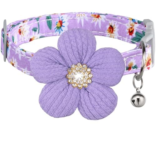 Small Dog Collar with Flower, Puppy Collar for Girl Dog Collars for Small Dogs Cute Dog Collar with Bell, Adjustable Length - Image 1