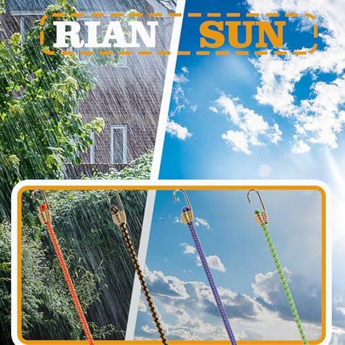 Small Bungee Cords with Hooks 12 Pieces, Mini Bungee Cord Hooks Adjustable Bungee Cord for Luggage Roof Rack Hang Outdoor Tent Tarp Bike Car RV Camping Tool Cargo Accessory - Thumbnail 5