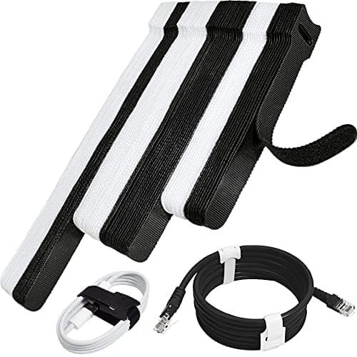 70pcs Cable Ties Reusable Black and White Wire Ties Cable Management Cord Ties Reusable for Electronics Hook and Loop Cable Ties for Computer 4 6 8 Inch - Image 1
