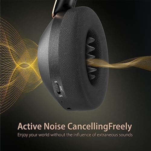 EAORUL Active Noise Cancelling Headphones, 100H Playtime Headphones Wireless Bluetooth, Bluetooth Headphone with Mic, Over Ear Wireless Headphone with Deep Bass,Fast Charging for Travel - Thumbnail 4