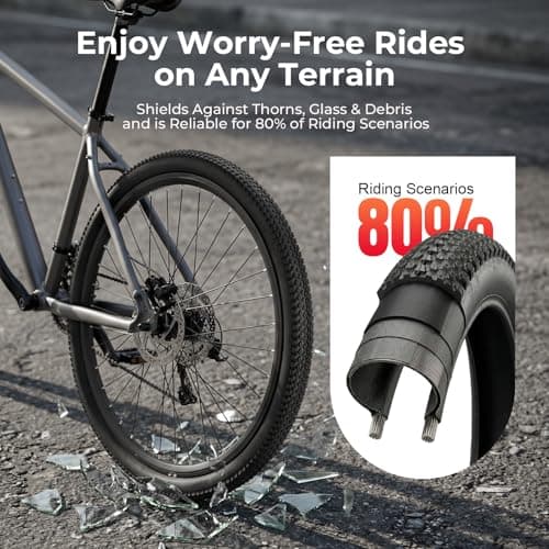 JUCEO 26x1.95 Bike Tire and Tube Set Replacement Folding Bicycle Tires Wear-Resistant for MTB All-Terrain with 2 Tire Levers - Thumbnail 4