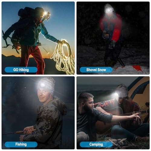 ZOOI Gifts for Men Dad Him, LED Bluetooth Beanie for Men, Fathers Day Mens Gifts for Dad, Mens Dad Gifts Cool Gadgets Stuff Grey - Thumbnail 6