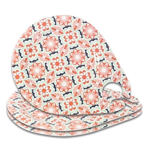 ZHUSSZHU Reusable Boho Water-Drop Cocktail & Appetizer Plate with Built-In Drink Cup Holder – Party Plate with Stemware Holder for Fried Chicken, Burgers, Red Wine & More – 3-Pack (Polka Dots) - Image 1