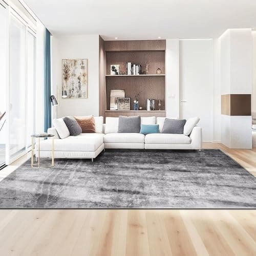 Voyantek 8x10 Area Rugs for Living Room,Ultra Soft Faux Wool Rugs for Bedroom,Dining Room,Non-Slip Backing Washable Rugs,Stain Resistant Home Decor Rug (Black/Grey, 8' x 10') - Image 1