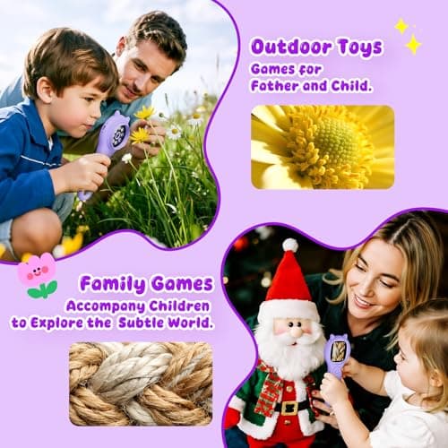 Microscope for Kids - Mini Pocket Handheld Microscope for Toddlers-STEM Educational Science Kit Toys for Christmas Birthday Gifts Toys for 5 6 7 8 9 10 11 12 Year Old Girls（Purple） - Thumbnail 4