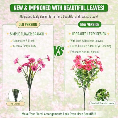 Powbrace Artificial Flowers Outdoor Fake Plants, Faux Silk Flowers Plastic Plants for Outdoors Indoor Outside Front Porch Hanging Planter Window Box Garden Home Spring Decoration, 14 Pack (Mix) - Thumbnail 4