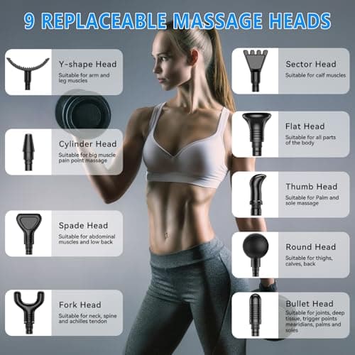 APHERMA Massage Gun, Muscle Massage Gun for Athletes Handheld Electric Deep Tissue Back Massager, Percussion Massage Device for Pain Relief with 30 Speed Levels 9 Heads - Thumbnail 5