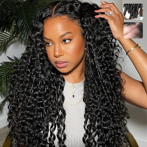 Burmese Curly 30inch Lace Front Wigs Human Hair Pre Plucked Pre Cut 13x4 New 250% Density HD Lace Glueless Wear and Go Tiny Konts Curly Wigs for Black Women Drawstring Wig Natural Virgin Hair Color - Image 1