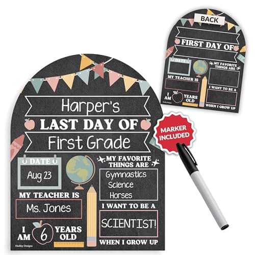 My First Day of School Sign with Markers -11x14 Back to School Signs First and Last Day, Kindergarten Chalkboard Signs, Pre K Sign Board, Preschool Board, Reusable Photo Prop for Kids - Image 1