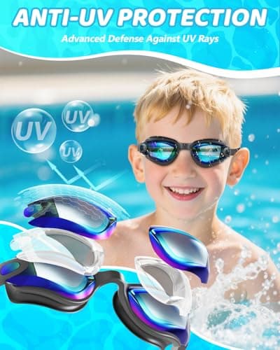Aegend Swim Goggles - Kids Swimming Goggles for 3-14 Boys Girls Youth No Leaking Clear Vision - Thumbnail 2