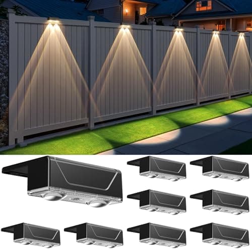 Srtyuo Solar Fence Lights Outdoor - 3 Color Modes(3000K/4000K/6000K), IP55 Waterproof Solar Lights, Fence Light Solar Powered for Outside, Backyard, Railing, Steps, Patio and Wall Lighting（8Pack） - Image 1