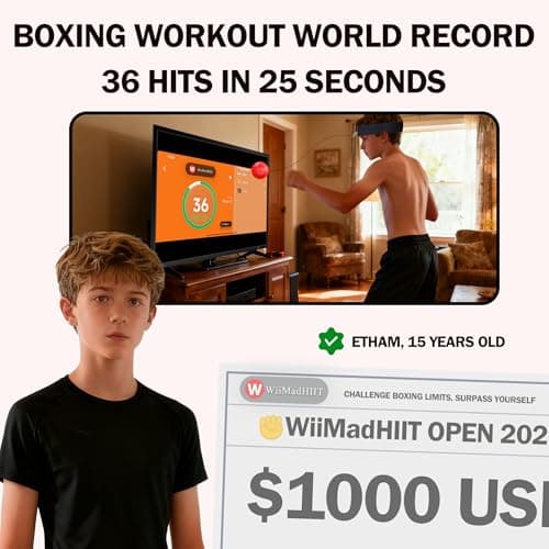 WiiMad Boxing Reflex Ball with App Punch Counter, Reaction Ball for Hand Eye Coordination Training, Boxing Equipment with Headband, Punching Game for Kids, Teens & Adults, Fitness Gift - Thumbnail 2