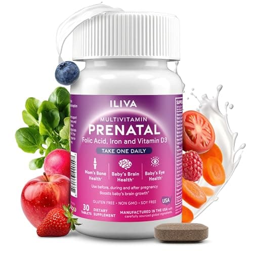 ILIVA Prenatal Vitamins for Women- Sophisticated Folate and 18 Vitamins and Minerals for Neural Tube Support & Fetal Brain Development, Gluten-Free, Dairy-Free & Soy-Free - 30 Capsules - 30 Servings - Image 1