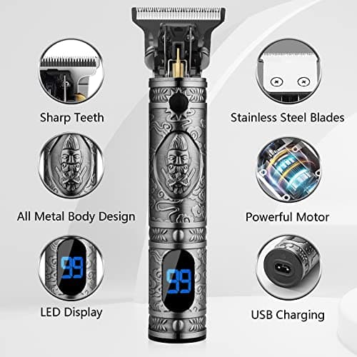 AMULISS Hair Clippers for Men Beard Trimmer Cordless Electric Shaver Razor for Men, Zero Gapped Grooming Kit Barber Clippers with LCD Display, Gift for Men Kids - Thumbnail 2