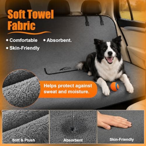 KIGEMOS Rear Bench Seat Cover, Waterproof, Sweatproof, Non-Slip Protector for Back Seat, Dual-Layer Microfiber Terry, Universal Fit for Cars, Trucks, SUVs – Embroidered Design (Gray, 1 Pack) - Thumbnail 3