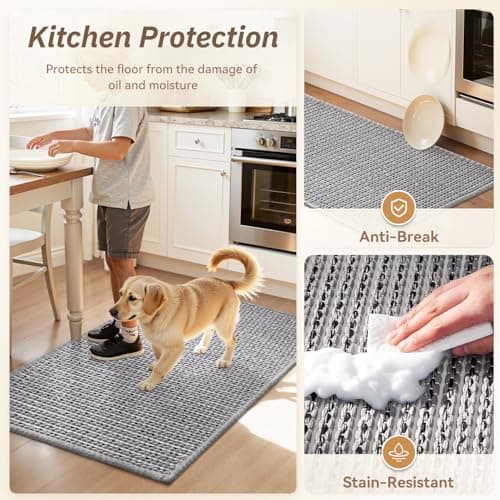 PADOOR Kitchen-Runner Rug, Kitchen-Rugs Non Slip Washable, Absorbent Kitchen Mats for Floor, Boho Kitchen Mat Soft Braided Sink Rug Runners for Kitchen Floor (Grey and Black, 20"x47") - Thumbnail 6