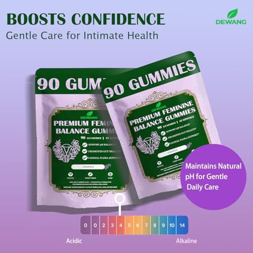 DEWANG Premium Feminine Balance Gummies for Women’s - Immune Support& PH Balance - Vegan, Gluten-Free - Grapes Flavor, 90 Count 45 Servings (Grape) - Thumbnail 2