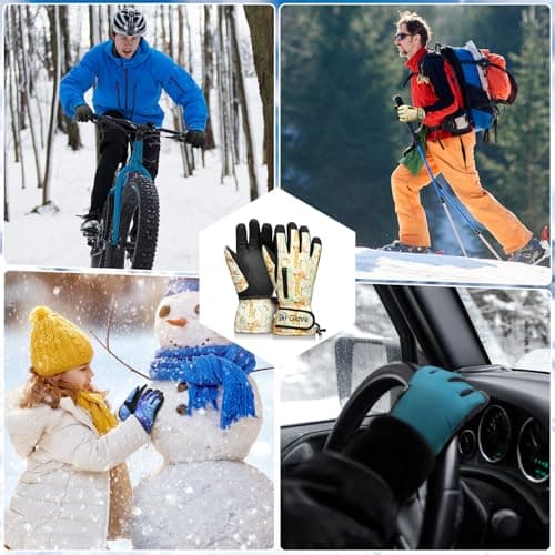 Odtmger Warm and Breathable Snow Gloves - Waterproof and Anti-Slip Ski Gloves for Boys & Girls, Men & Women - Thumbnail 5