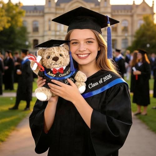 Personalized Graduation Teddy Bear 2026, Custom 9'' Teddy Bear w/ Cap&Gown for Her Him, Customized Graduation Gift for Kindergarten, Preschool, High School, College, Graduation Keepsake for Boys Girls - Thumbnail 2