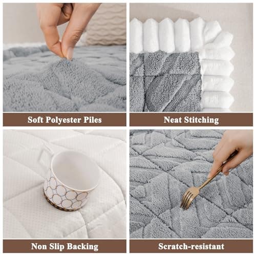 SHACOS 29.5"x84.6" Large Sofa Couch Cover for Dogs Non Slip Washable, Soft Fuzzy Pet Couch Covers for 3 Seats Sofa, Pet-Friendly Couch Protector Cushion Cover Sofa Pad, Gray - Thumbnail 5