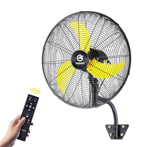 FUGOO 24" Brushless DC Industrial Outdoor Oscillating Wall Mount Fan, Whisper-Quiet 5000 CFM, IP53 Waterproof, 50% Energy Savings, Remote Control for Garage Warehouse Patio - Image 1