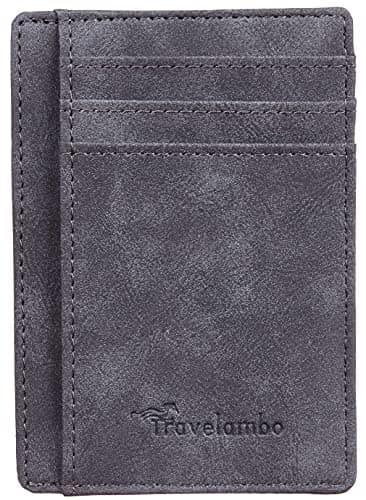 Travelambo Slim Wallet Front Pocket Minimalist Leather RFID Blocking Medium Size - Thumbnail 4