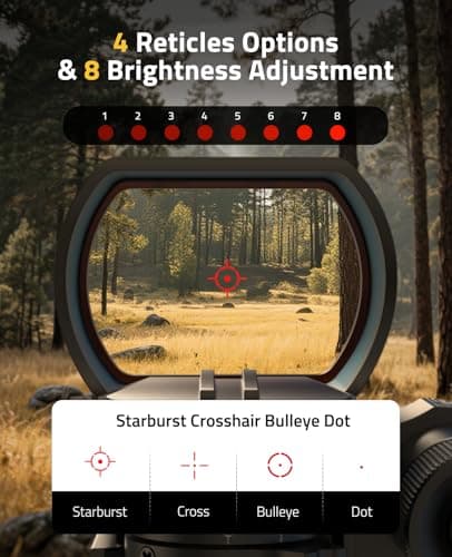 CVLIFE 28×40mm Large Lens Reflex Sight Red Dot Sight for Rifle,4 Reticle Optics with Red Laser and Pressure Pad Switch for 21mm Rail (red Laser) - Thumbnail 2