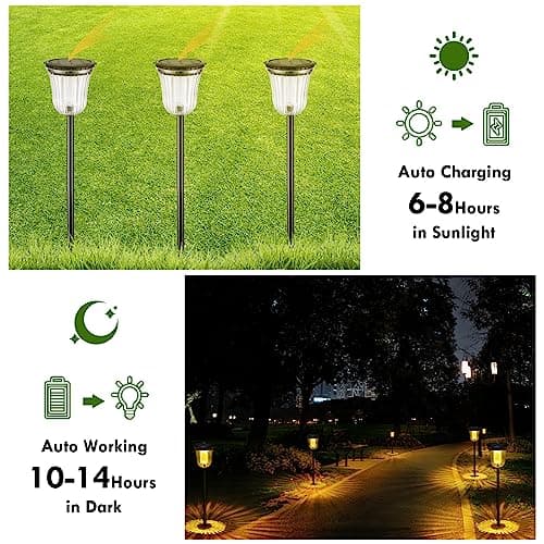 WTGEGF Solar Pathway Lights Outdoor Waterproof, 4 Pack 200 Lumens Super Bright Solar Garden Lights with 2 Lighting Modes, Auto On/Off Outdoor Solar Lights for Yard, Walkway, Lawn, Driveway, Path - Thumbnail 3