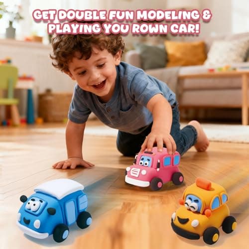Air Dry Clay Kit for Kids - Pull Back Car Making, 3 Boxes Modeling Clay with Sculpting Tools, Base, Backing Board, Tutorial, Ultra Light & Soft, Non-Toxic & Safe, Creative DIY Arts and Crafts Toys - Thumbnail 3