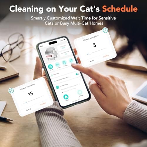 RPZ Automatic Cat Litter Box Self Cleaning, Robot Litter Box for Multiple Large Cats, Open Top Auto App Control Ultra-Quiet, Durable, Keep Home Freshness, Wood Grain - Thumbnail 5