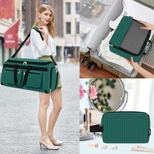 Convertible Garment Duffel Bags for Travel - Carry on Garment Duffle with Toiletry Bag Storage Bag Large Travel Duffel Bag 2 in 1 Hanging Suit Bag Weekender Bag for Men Women 3pcs Set - Thumbnail 6