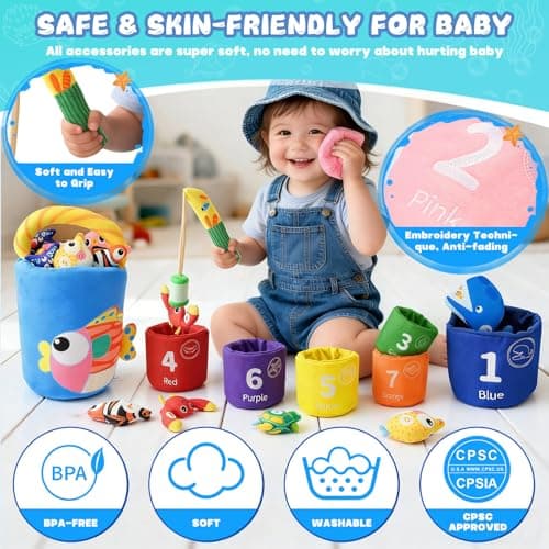 Montessori Toys for 1 Year Old, 40PCS Upgraded Fishing Game Toys for Toddlers 1-3, Educational Baby Toy for Color Sorting, Number & Alphabet Learning, Birthday Gifts for Baby Boy Girl Age 1 2 3 - Thumbnail 5