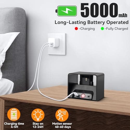 Aialun Motion Sensor Wall Light 5000mAh Battery Operated,Rechargeable Wall Sconce Set of 2 Wireless Closet Light,3CCT & Dimmable Up and Down Night Lights Magnetic Stair Lights for Bedroom Hallway - Thumbnail 2