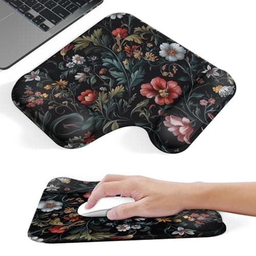 Mcapirivo Ergonomic Mouse Pad with Gel Wrist Rest (1"& 1.2" Dual Height) - Mouse Pads Compact Mousepad Desk Mat Office, Gaming & Carpal Tunnel Relief | Non-Slip Rubber Base Dark Floral - Image 1