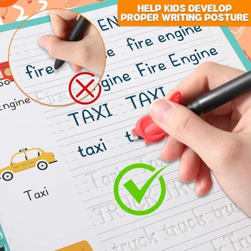 gisgfim 8 Pack Magic Grooved Writing Practice Books for Kids Reusable Magical Handwriting Workbooks with Disappearing Ink Pens Letter,Numbers,Math Tracing Copybook for Kindergarten Preschool Age 3-8 - Thumbnail 5